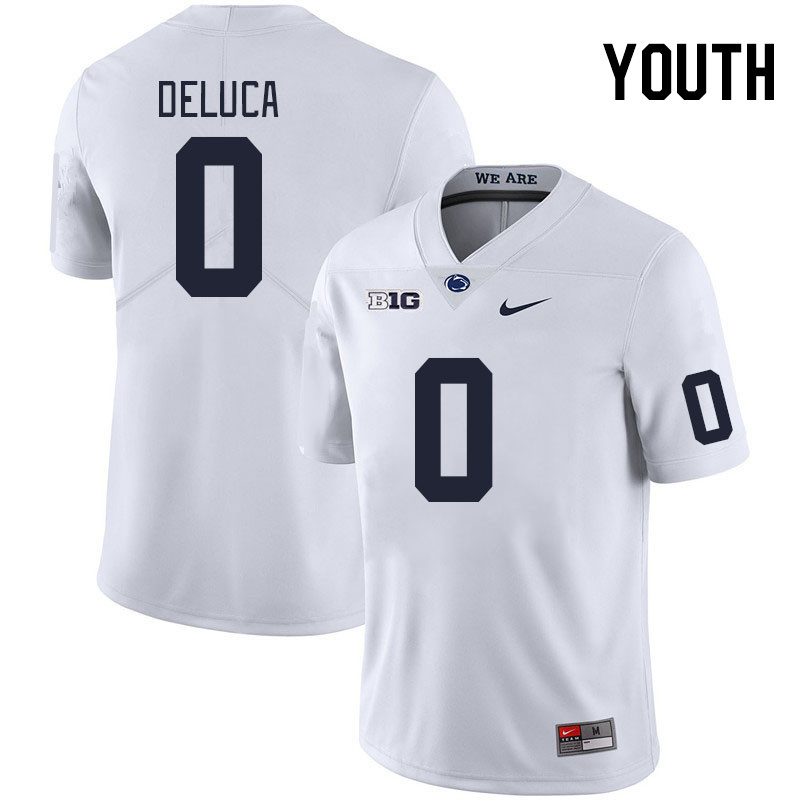 Youth #0 Dominic DeLuca Penn State Nittany Lions College Football Jerseys Stitched Sale-White